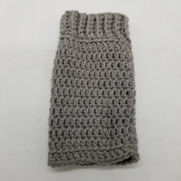 2 Pairs of Handmade Crochet Wrist Warmers, Grey and Ivory Winter Accessory - Picture 3 of 16